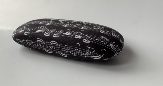 Glasögonfodral svart med notrader 