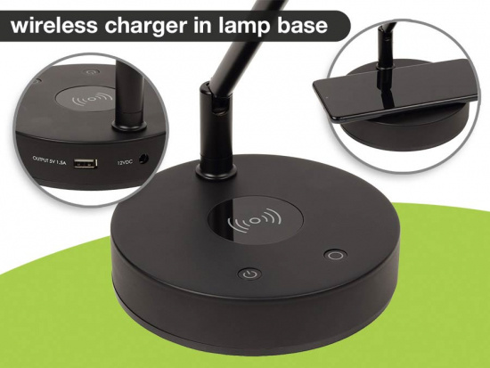 Boston pianolampa i T-form med LED och trådlös laddning