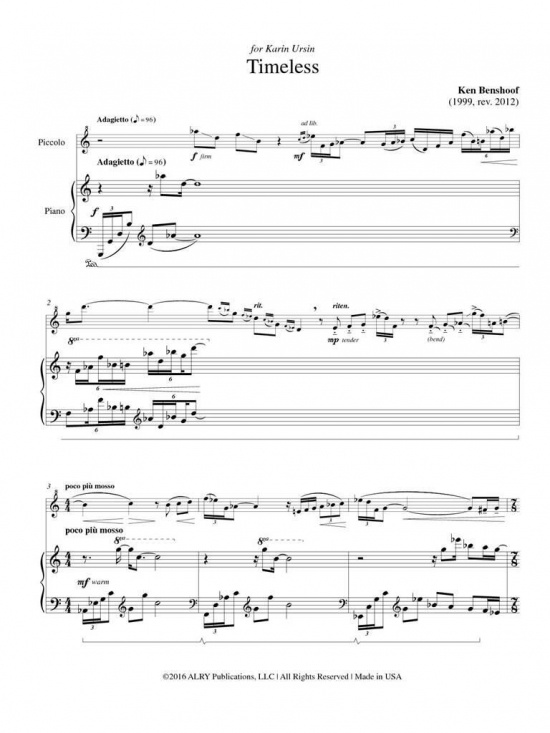 Benshoof: Timeless for Piccolo and Piano