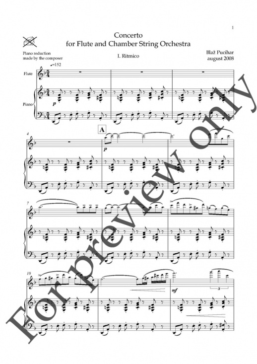 Pucihar: Concerto for flute and strings fl+pi