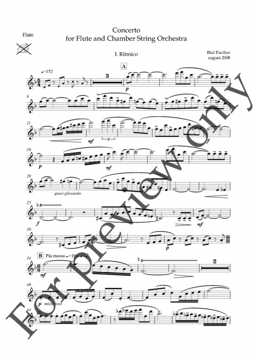Pucihar: Concerto for flute and strings fl+pi
