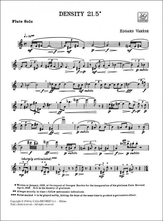 Varèse: Density 21.5  soloflöjt