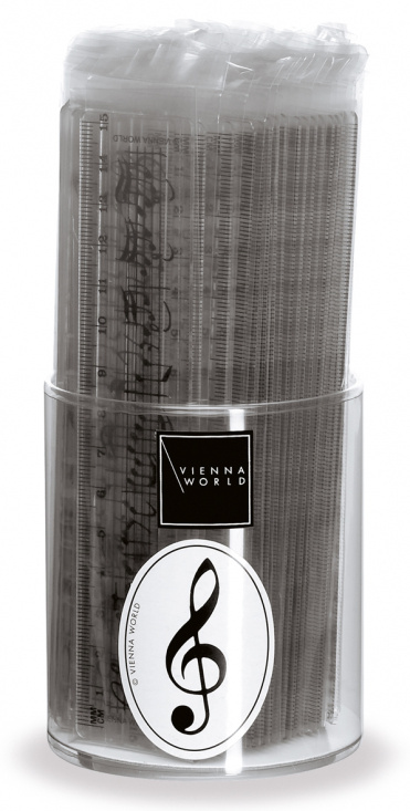 Linjal genomskinlig med notrader 15 cm