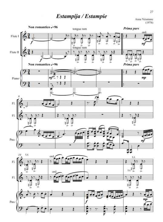 Veismane: Fugato. Bourdon. Estampie för 2 flöjter och piano
