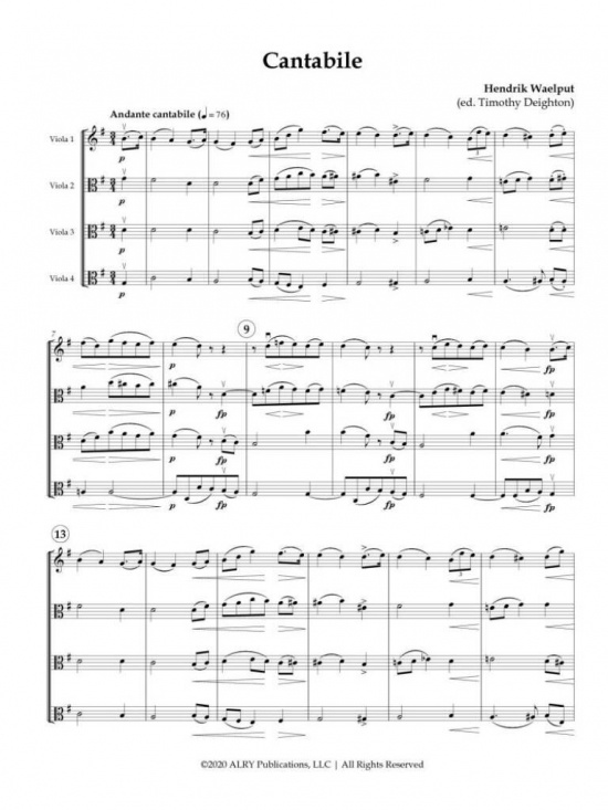 Waelput: Cantabile för violakvartett