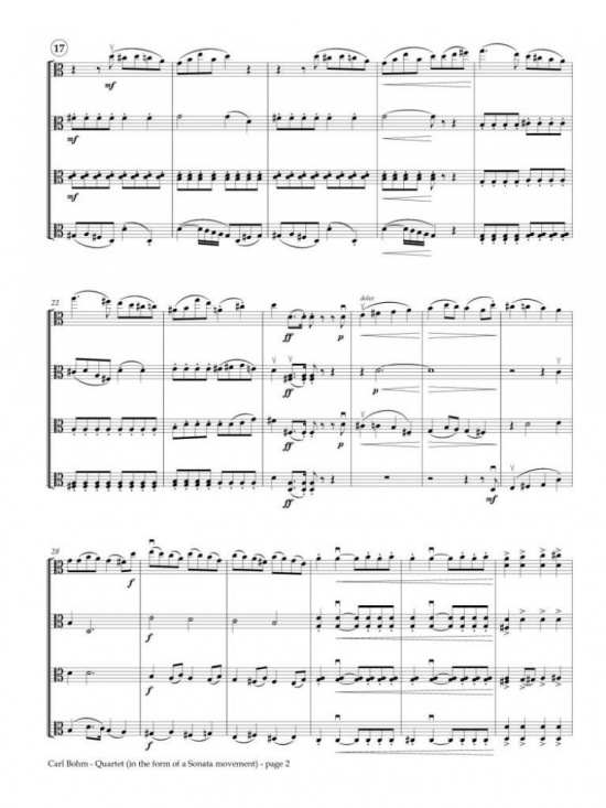 Bohm: Quartet in the form of a Sonata Movement för violakvartett