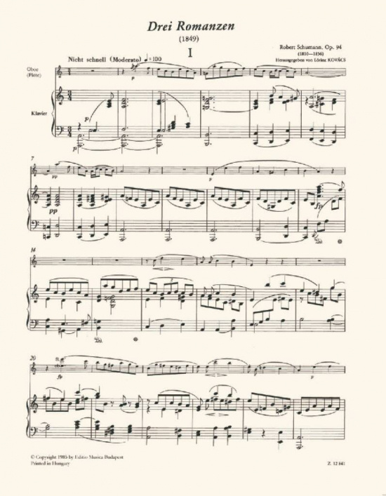 Schumann: Drei Romanzen Op 94 flöjt och piano