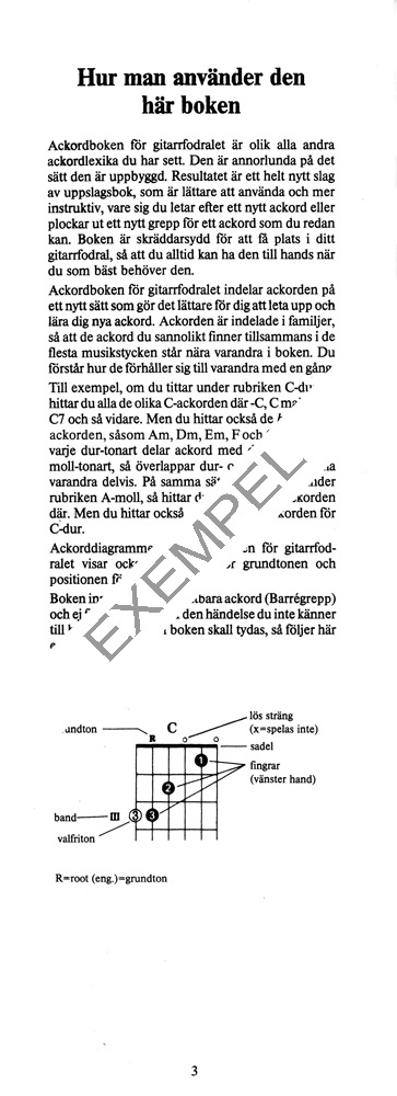 Ackordboken för gitarrfodralet