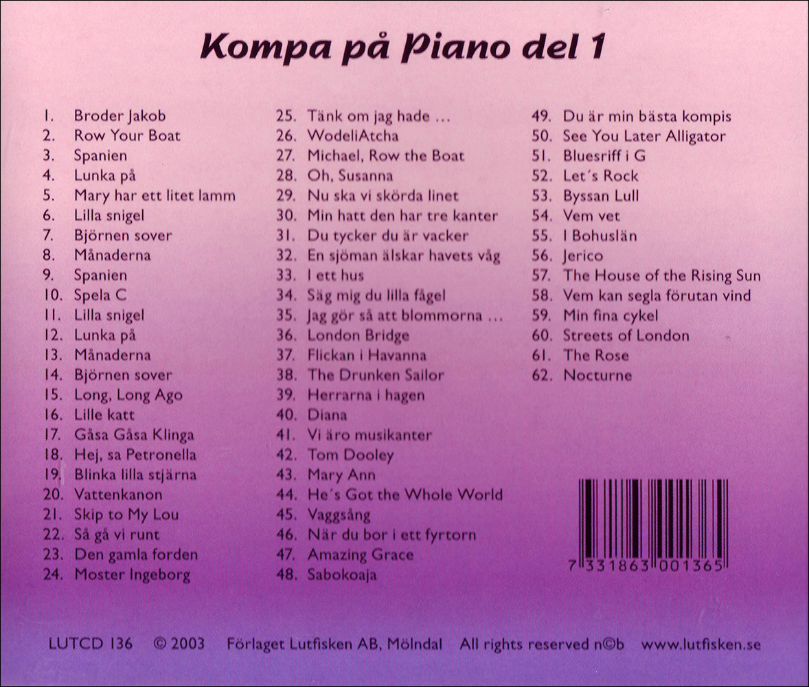 Kompa på piano 1 cd-skiva